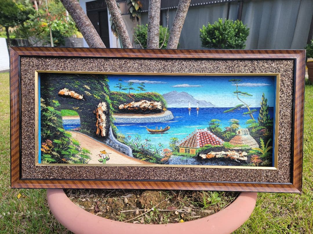 風景画 沖縄　アンティーク　絵画　絵　 約87.5cm x 42.5
cm