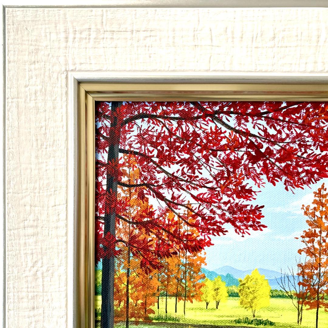 アクリル画　原画　「オータムパーク01」額縁付き　SMサイズ　風景画