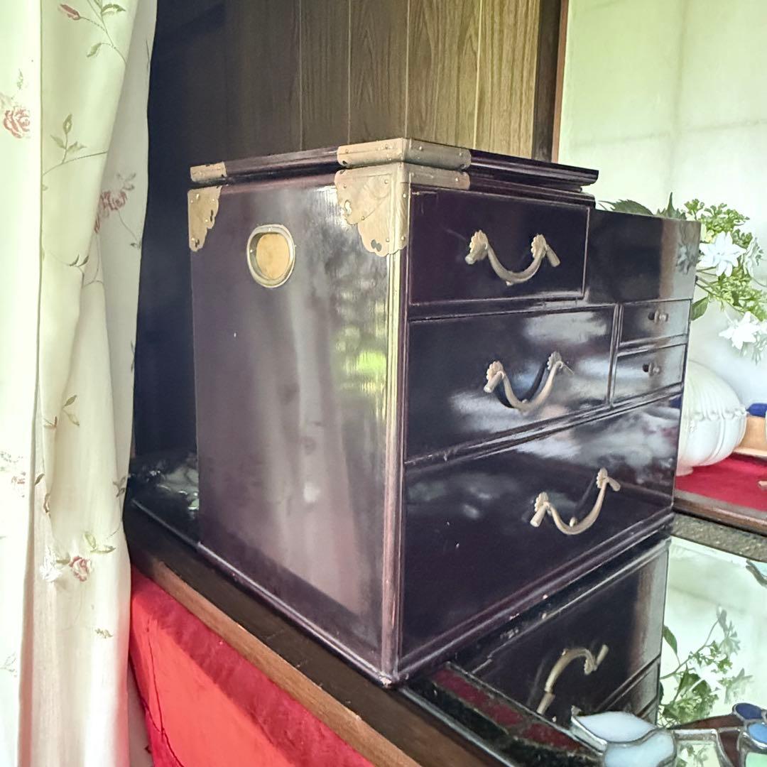 2193様感謝‼️大正浪漫スッゴイへそくり裁縫箱銅金具飾針山付仕込箪笥1竿