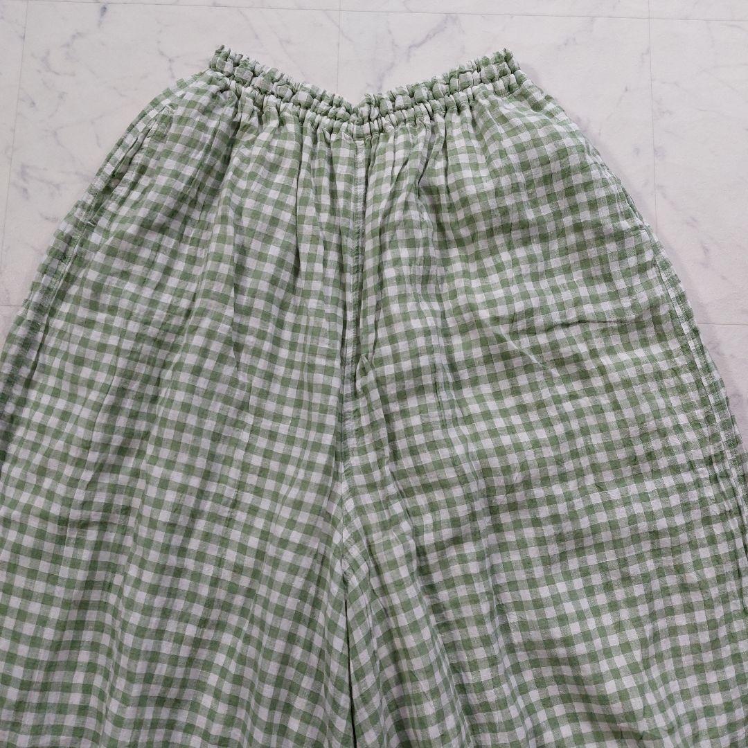 試着のみ イチアンティークス 9分丈 リネン イージーワイドパンツ F