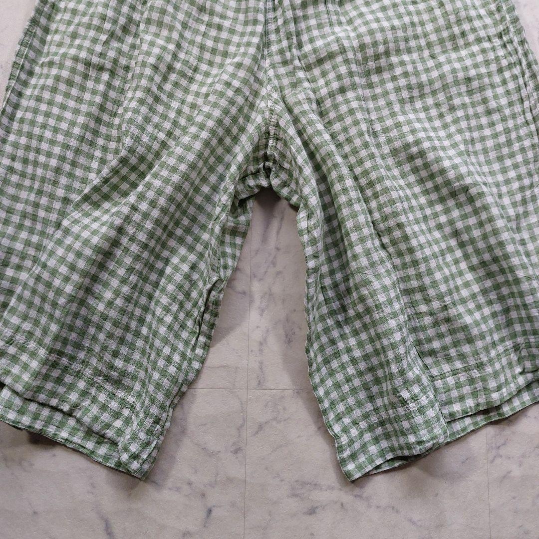 試着のみ イチアンティークス 9分丈 リネン イージーワイドパンツ F