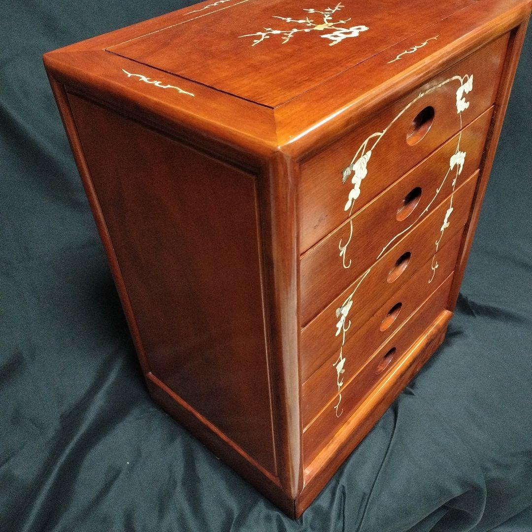 唐木 螺鈿細工 無垢材 アンティーク レトロ 棚 箪笥