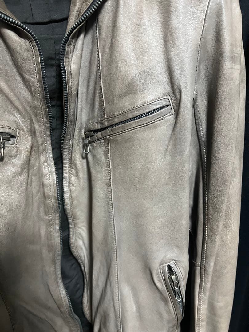 SHELLAC シェラック　グレーレザーライダース送料無料！おまけ付き！