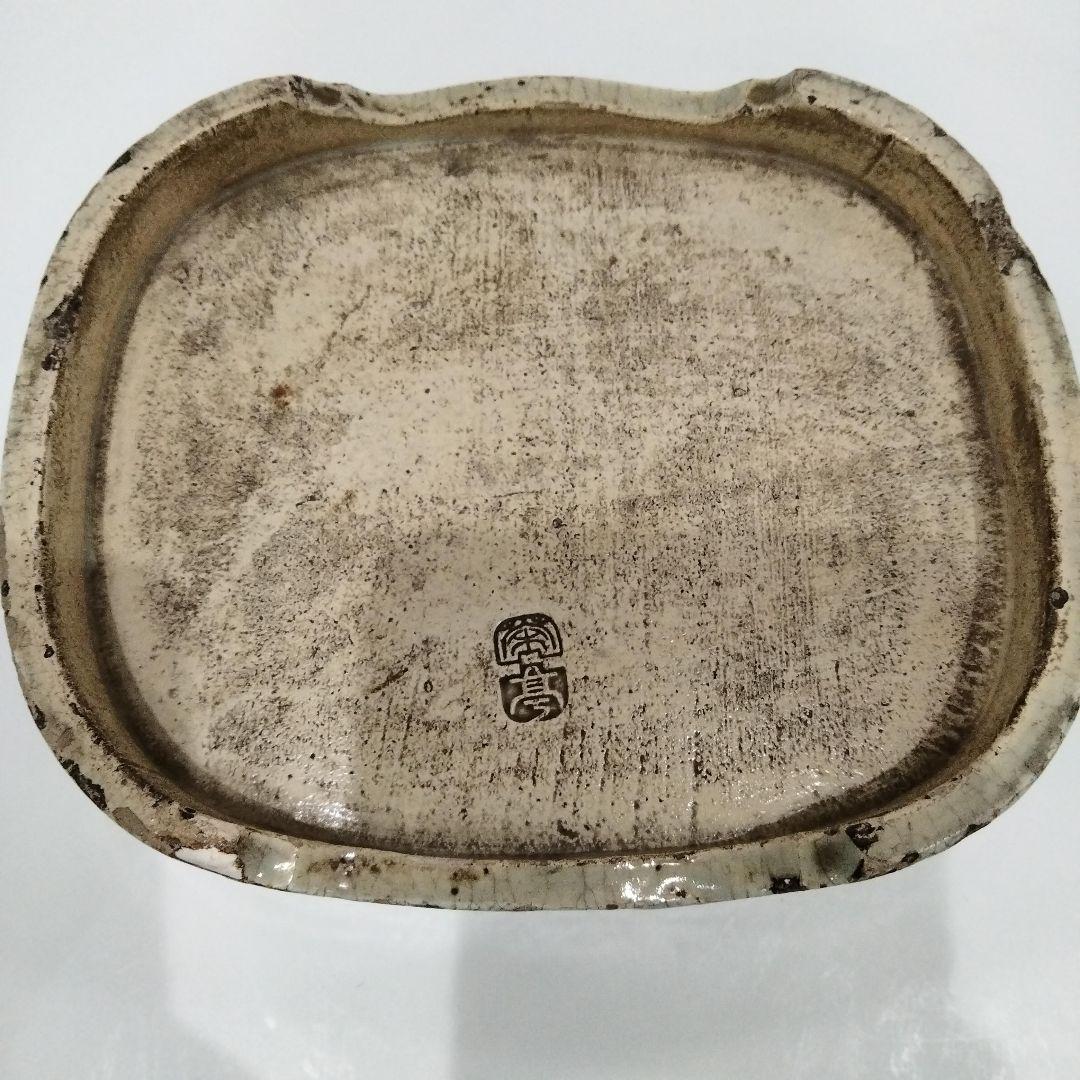 v131　江戸時代後期作 萬古焼 極上浮彫金魚図 角鉢 在銘釜亭　Q