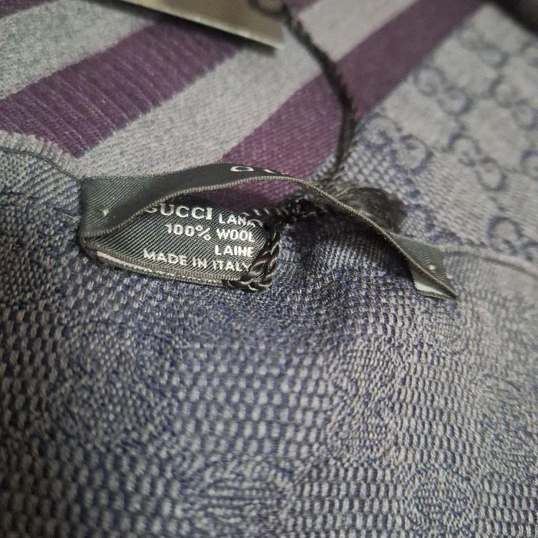 【未使用品】GUCCI マフラー ウール GG グレー ライン タグ付き