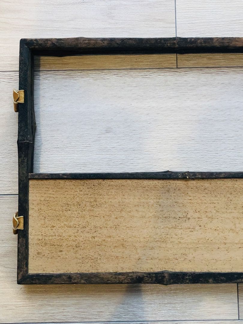 指物師　善州　造 古竹意　炉屏　２枚折 共箱付き 煎茶道具結界斑竹