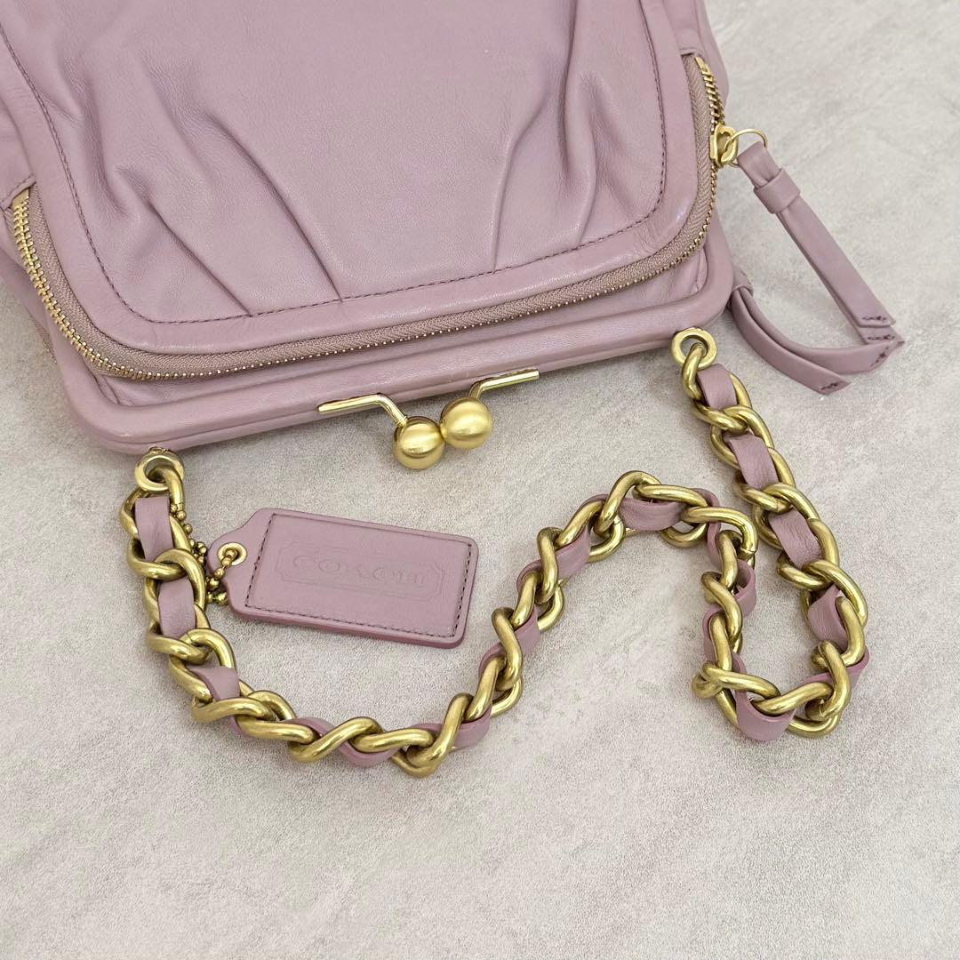 バッグ Coach Parker Leather Kisslock Shoulder