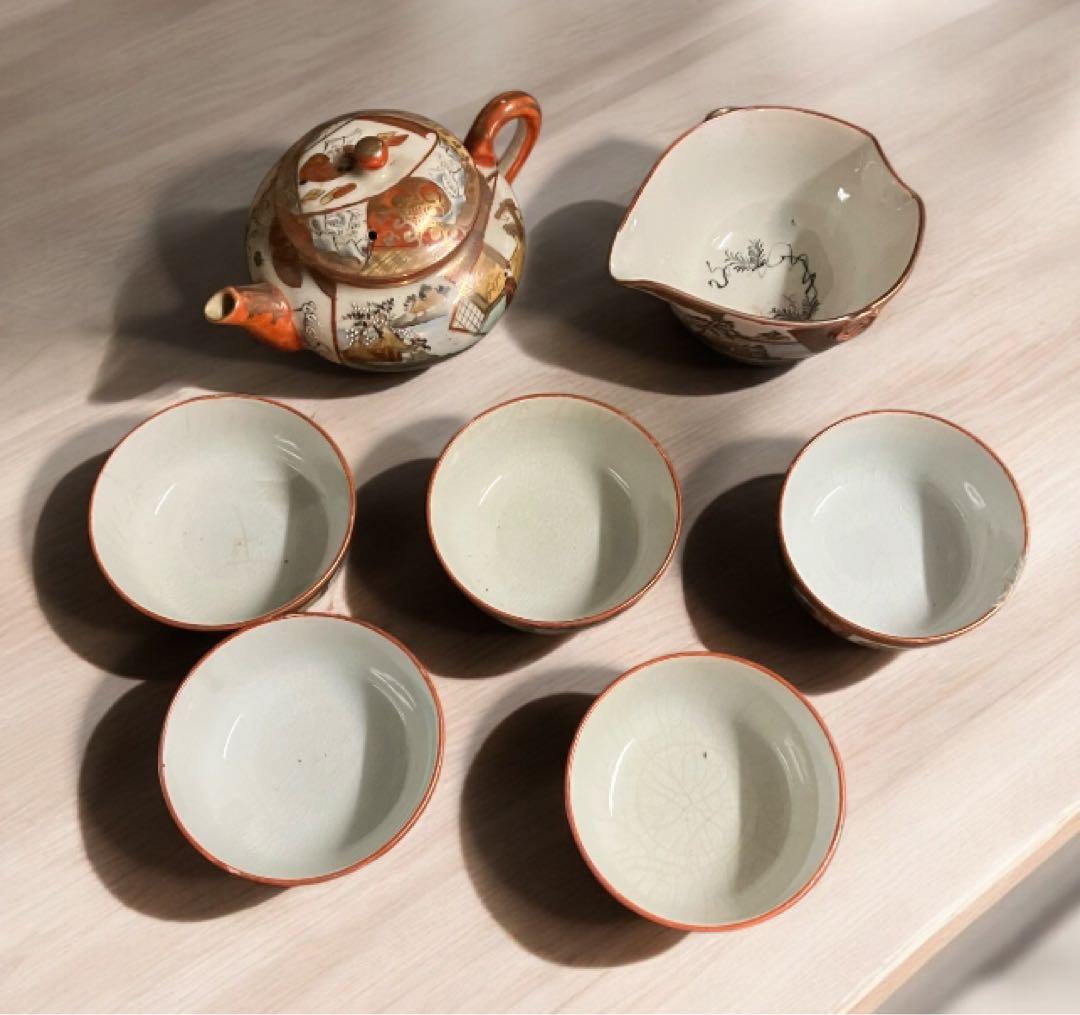 明治期九谷 最高峰加賀九谷 赤絵細描 煎茶道具 急須 茶器 煎茶 九谷焼　印