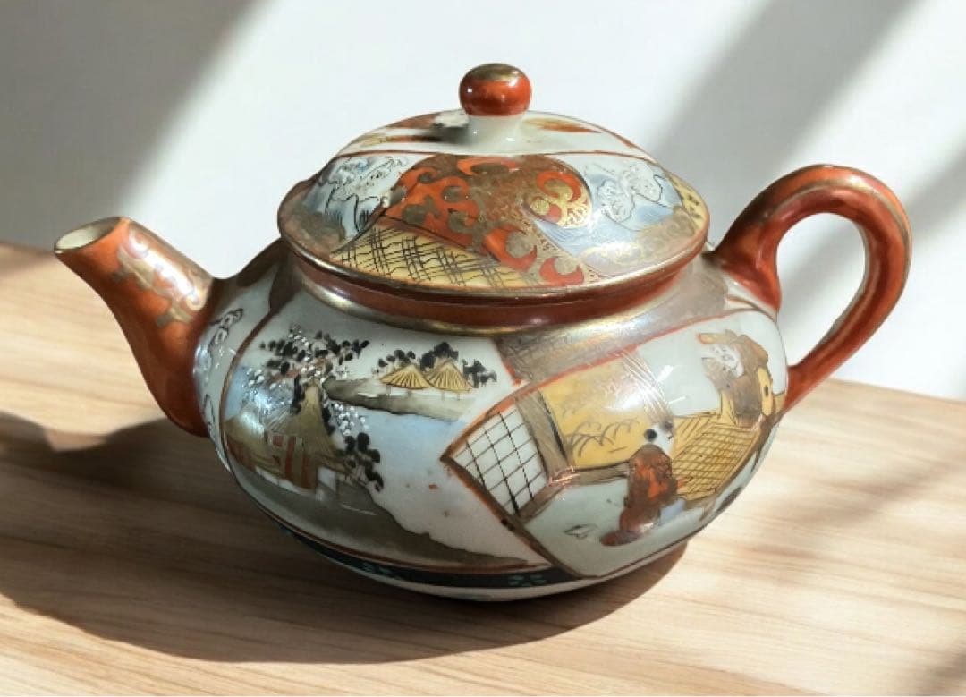 明治期九谷 最高峰加賀九谷 赤絵細描 煎茶道具 急須 茶器 煎茶 九谷焼　印