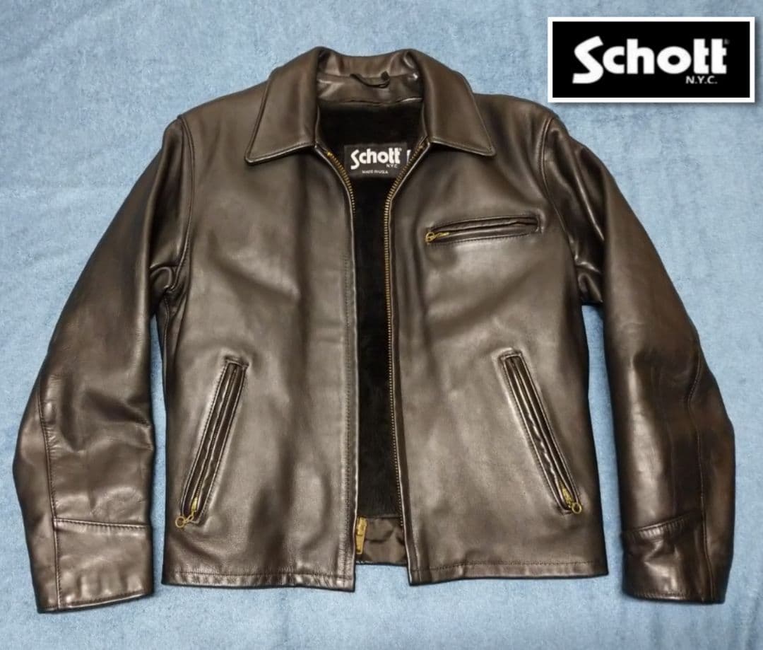 古着 Schott AT101 40 良品 シングル トラッカー ショット 黒