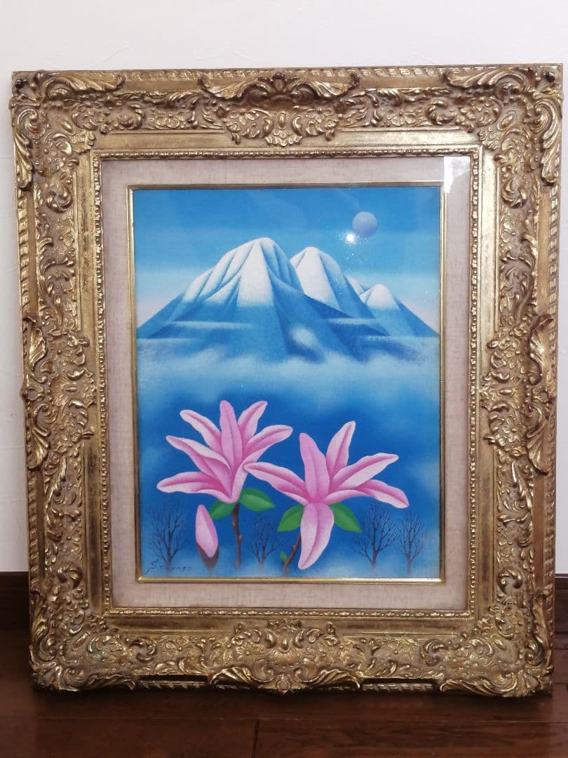 真作保証 高瀬三郎「谷川岳とこぶし」油彩 F6号 サイン有