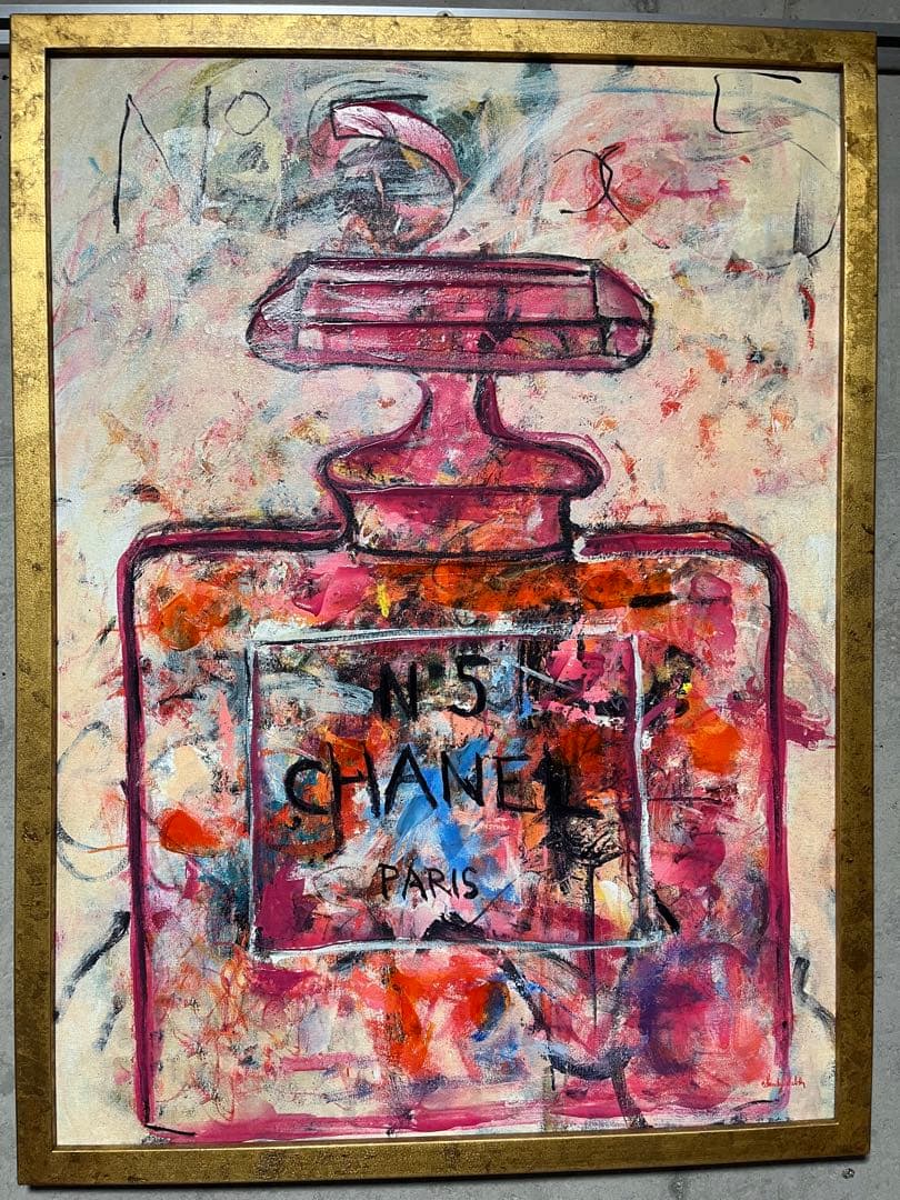 N°5 CHANEL 油彩画 金色フレーム