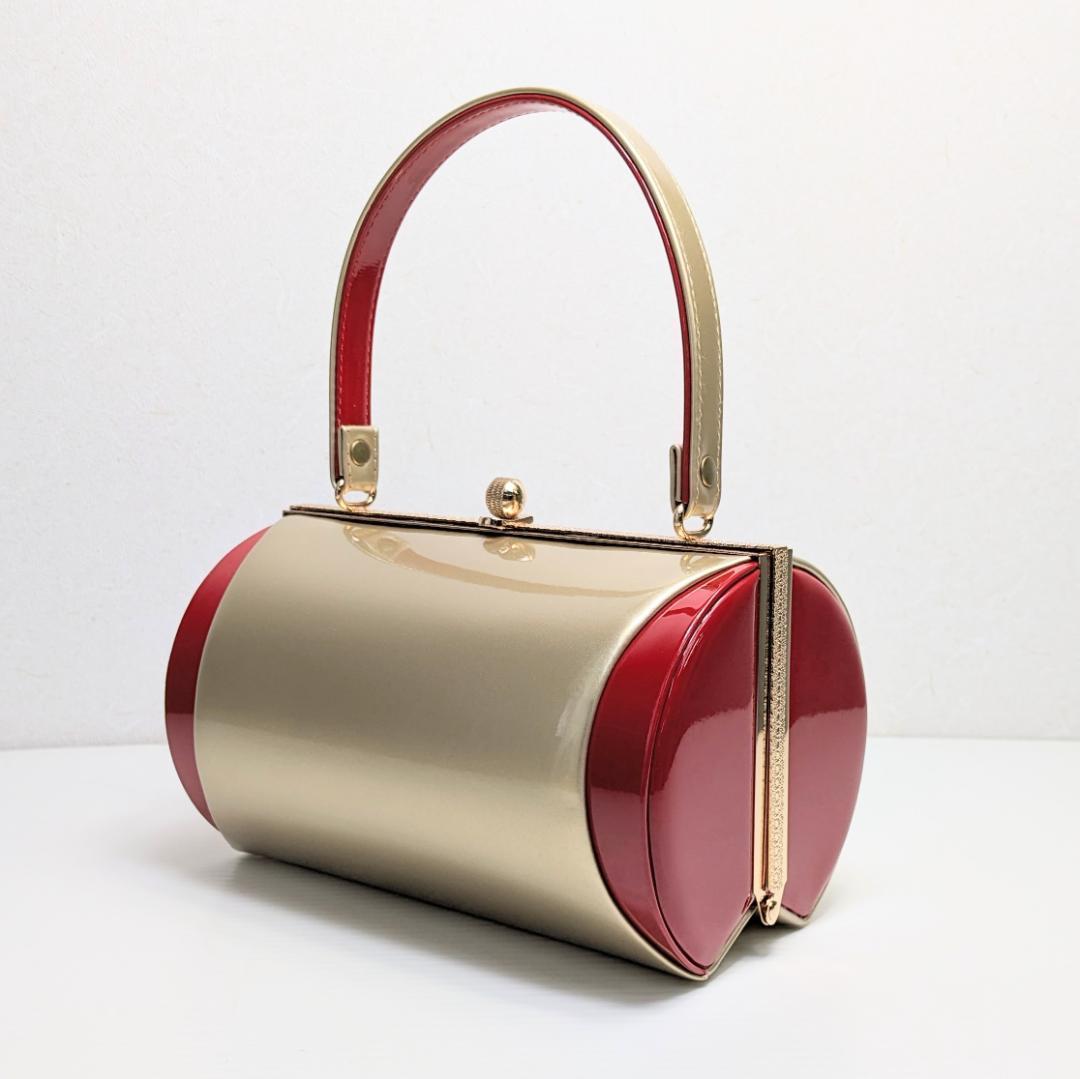 和装 草履バッグセット 振袖用 エナメル ゴールド 赤 フリーサイズ w18-1