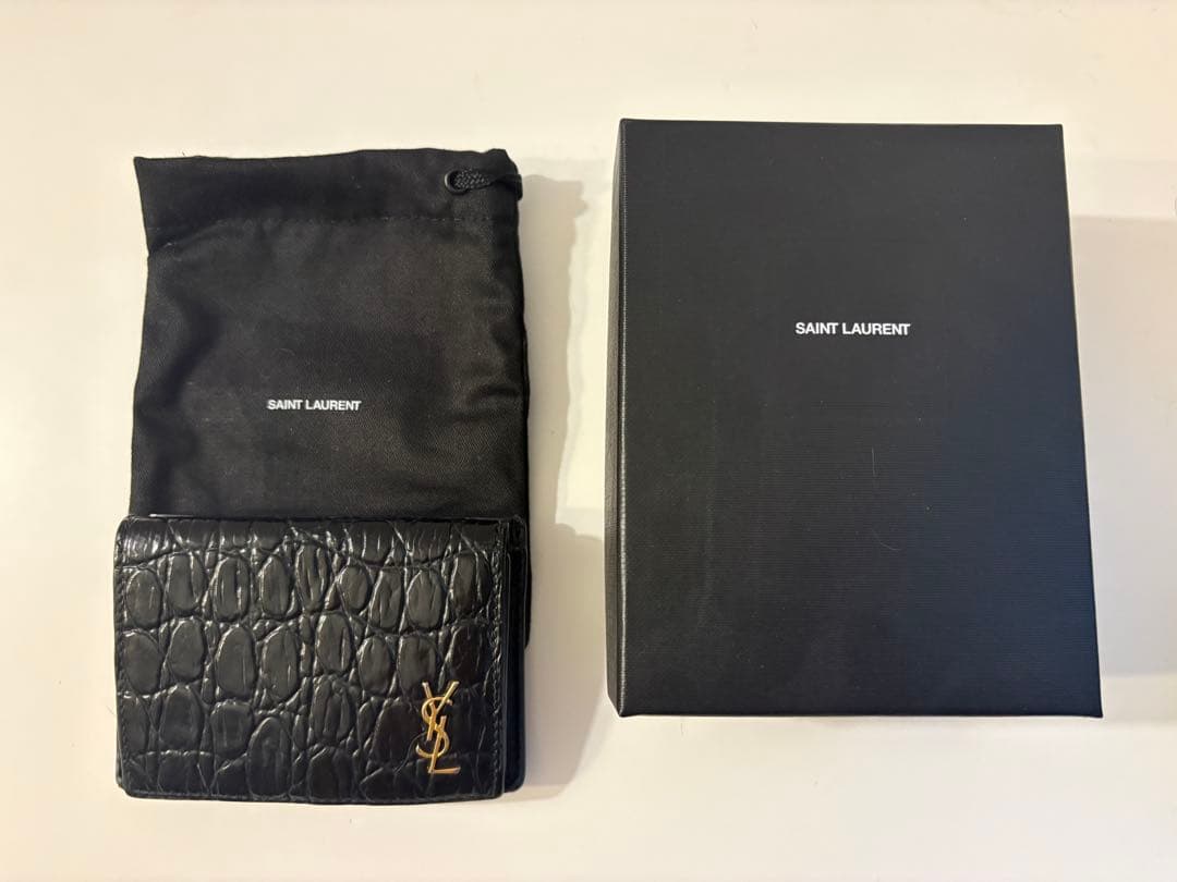 SAINT LAURENT ブラック二つ折り財布 保存袋付き