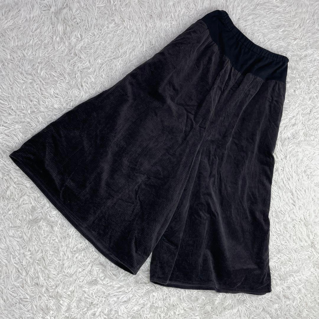 最終価格　ビアズリー コーデュロイ　ウエストリブパンツ　フリー　ブラック