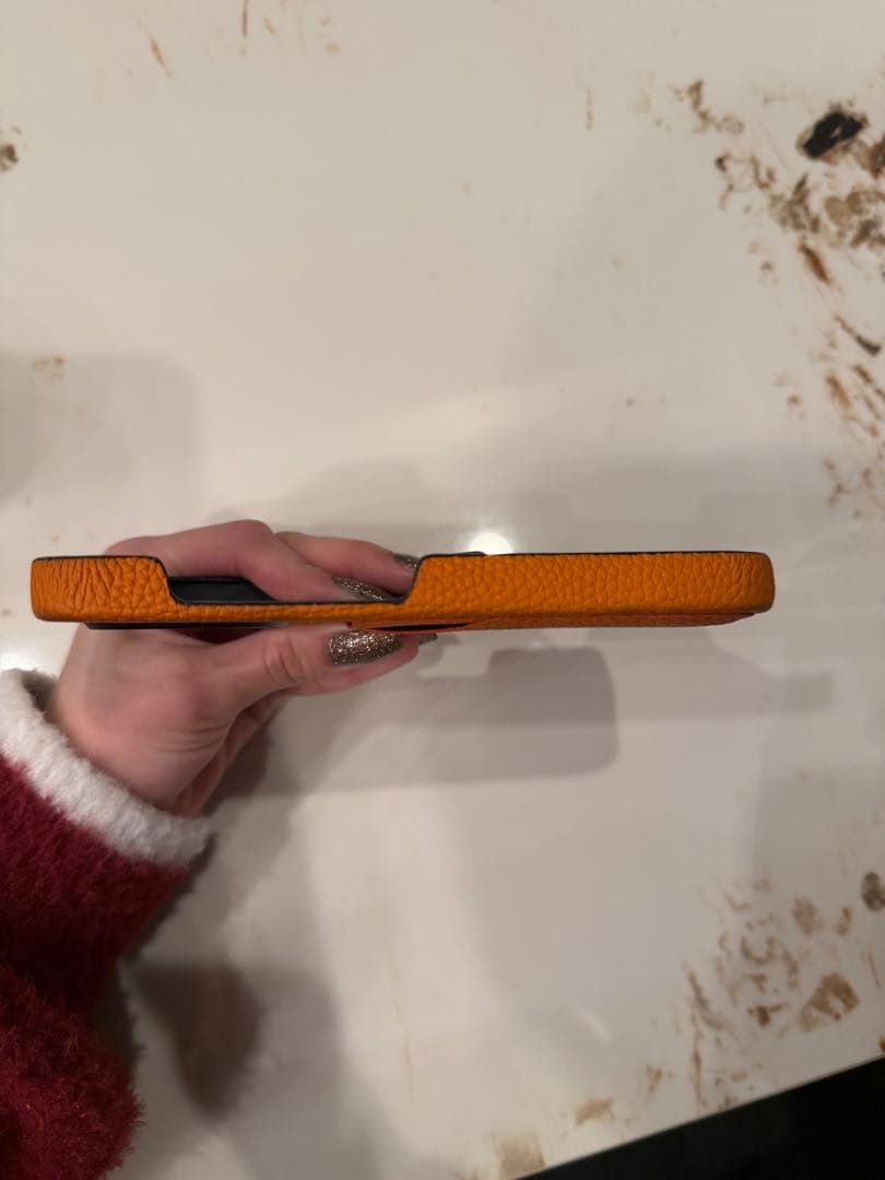 オレンジ レザー ボナベンチュラ　iPhone16pro iPhoneケース