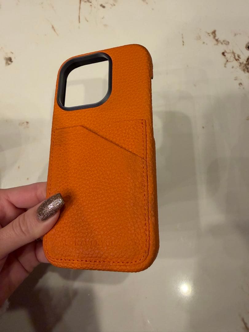 オレンジ レザー ボナベンチュラ　iPhone16pro iPhoneケース