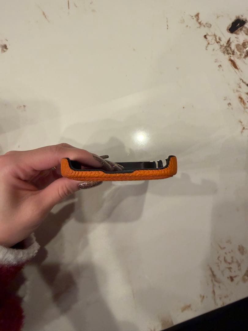 オレンジ レザー ボナベンチュラ　iPhone16pro iPhoneケース