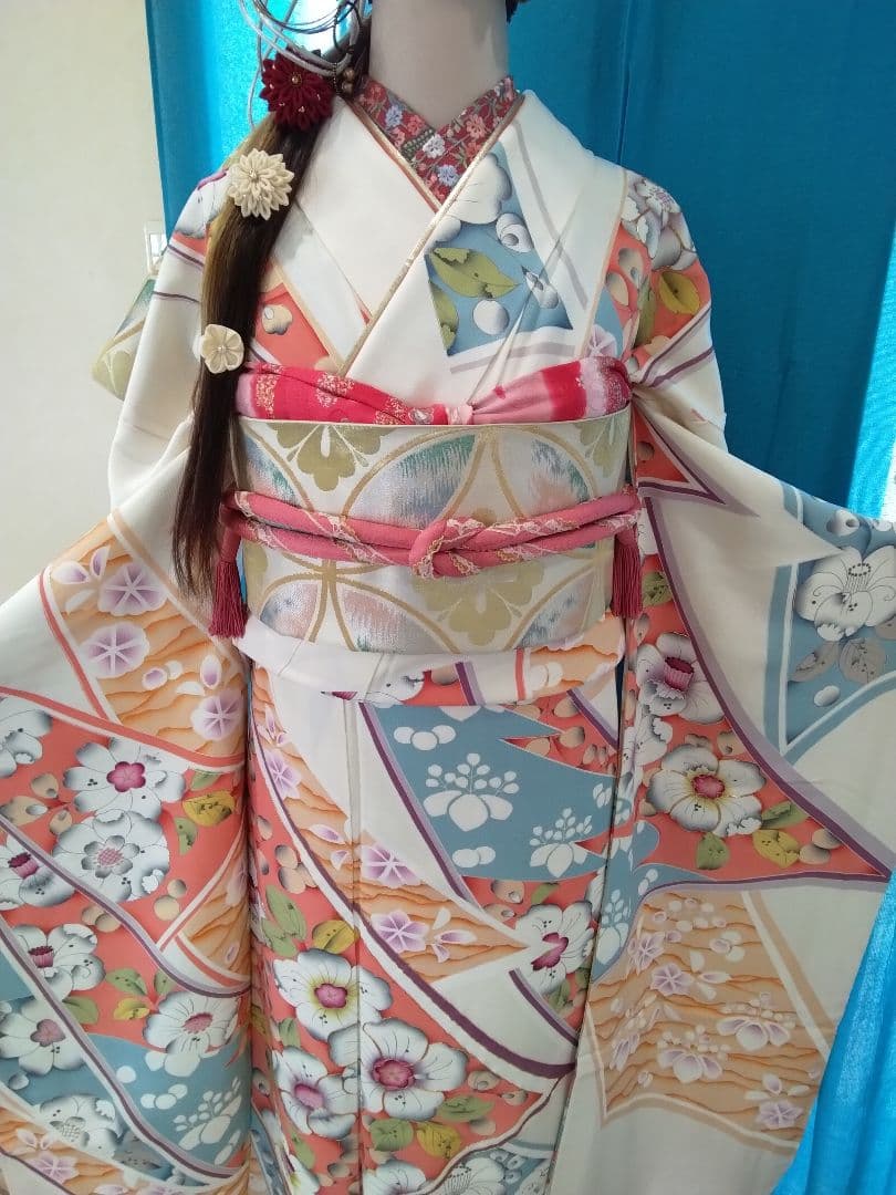 【新春】振袖フルセット、上質正絹振袖成人式、重ね衿、帯揚げ帯締め、西陣袋帯、襦袢