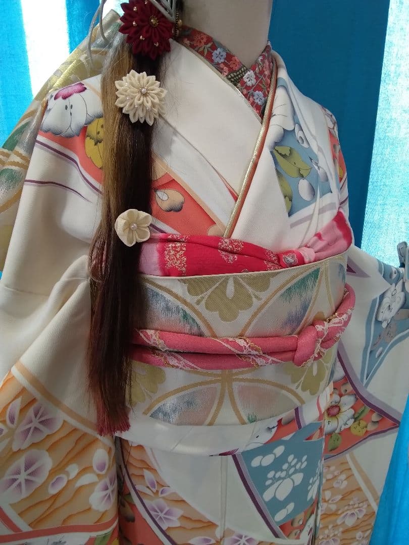 【新春】振袖フルセット、上質正絹振袖成人式、重ね衿、帯揚げ帯締め、西陣袋帯、襦袢