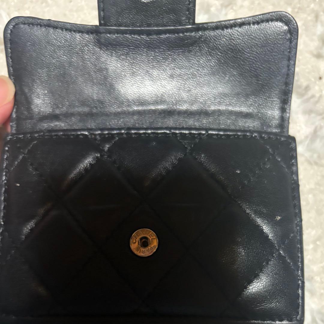 CHANEL ブラック 三つ折り財布