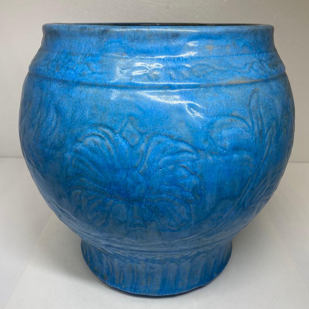 専用　中国美術唐草彫均窯　大花瓶　共箱　高さ30㎝　東Y7-0404☆2Fタサオ