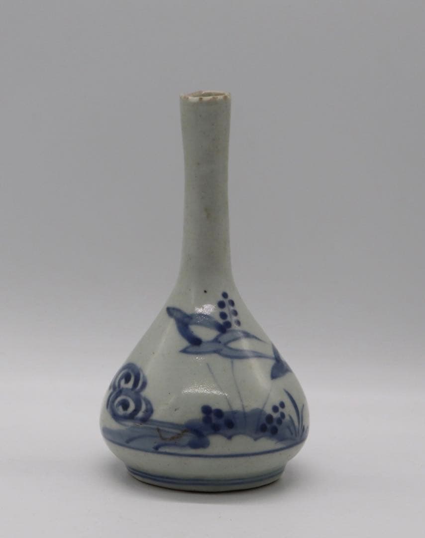 染付長頸瓶　　アンティーク　送料込み0206