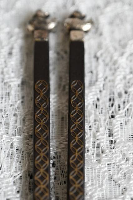 茶道具　金工師　木村清五郎　利休好　鳥頭七宝象嵌入　飾火箸　共箱　共布　美品