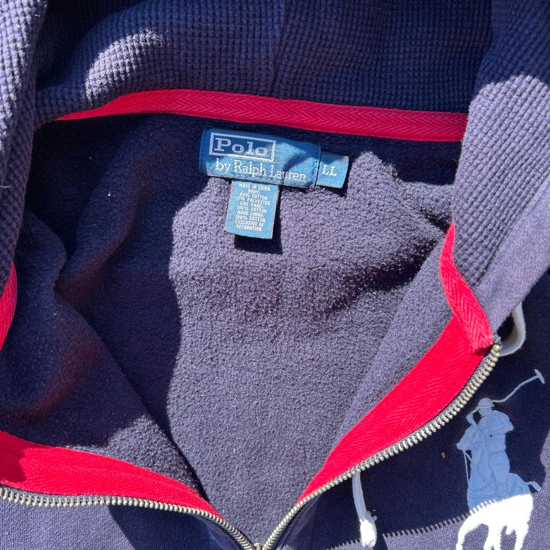 90s Polo Ralph lauren ジップパーカー　ビッグポニー　茄子紺