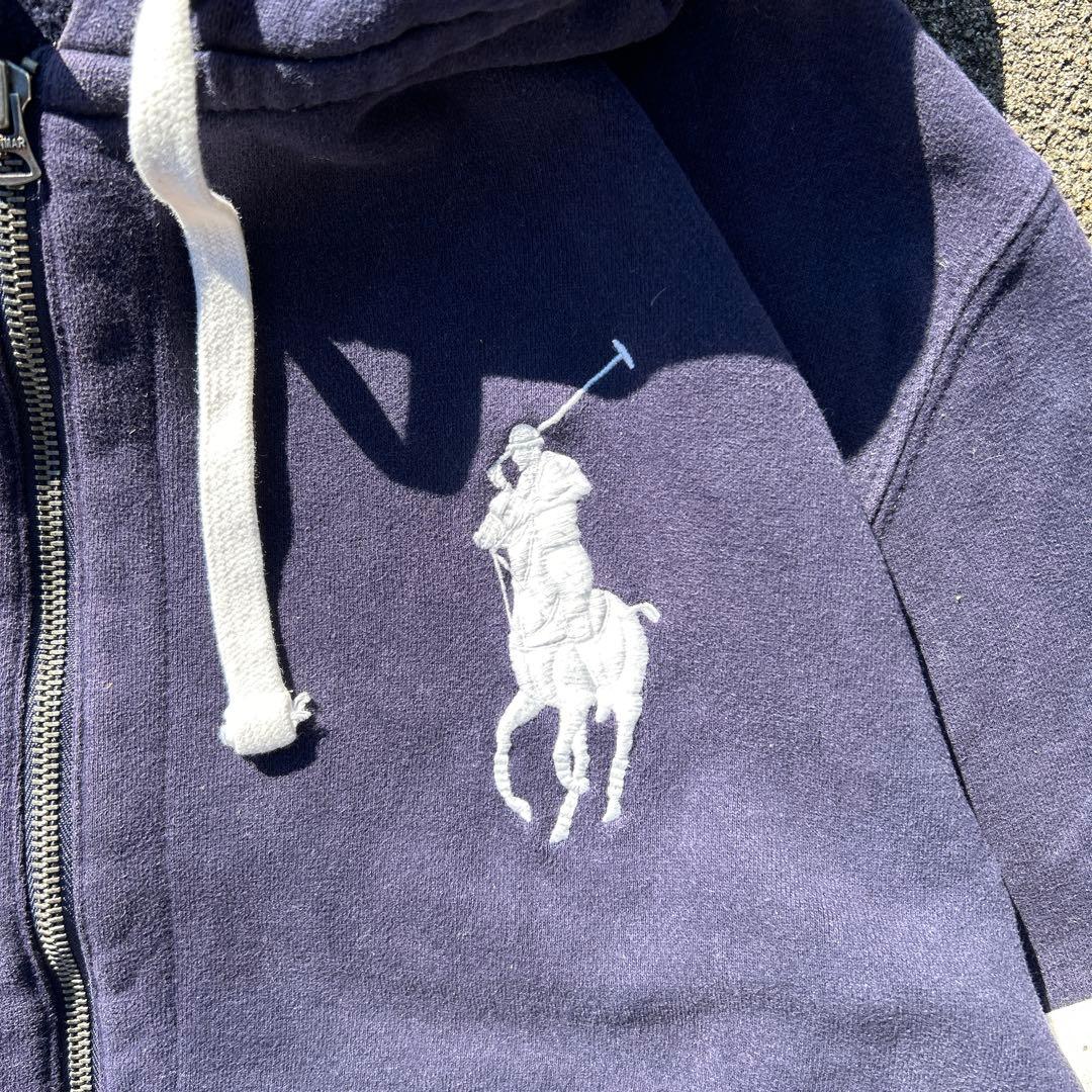 90s Polo Ralph lauren ジップパーカー　ビッグポニー　茄子紺