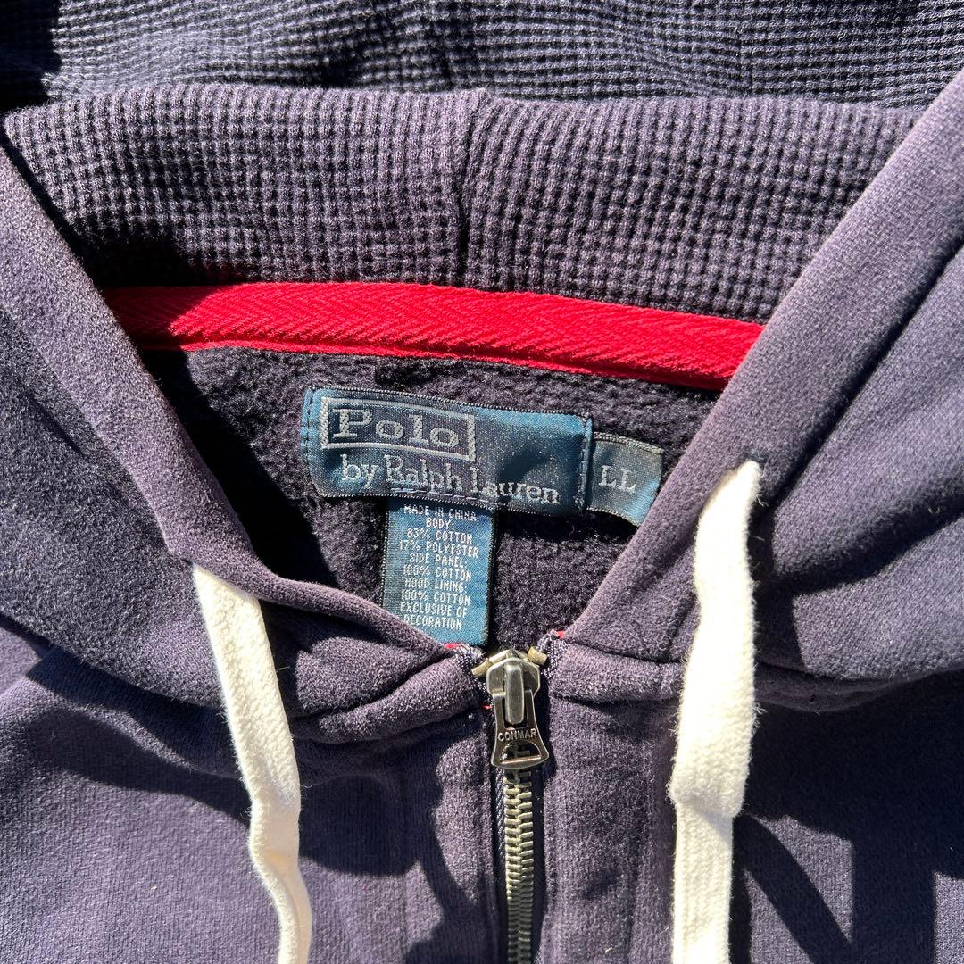 90s Polo Ralph lauren ジップパーカー　ビッグポニー　茄子紺