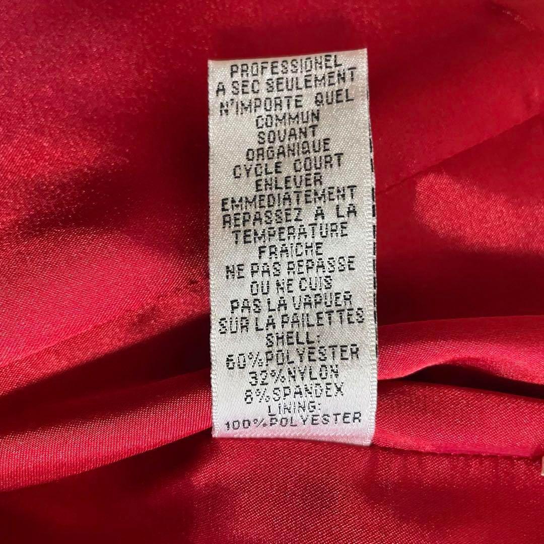 ジェシカマクリントック　パーティドレス　レッド フリル　ストラップレスロングS