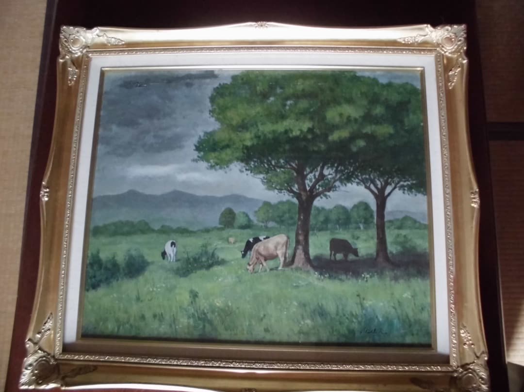 油彩画ミレー　仮題「牛のいる風景」F12サイズ　MUSEE ORSEYシール