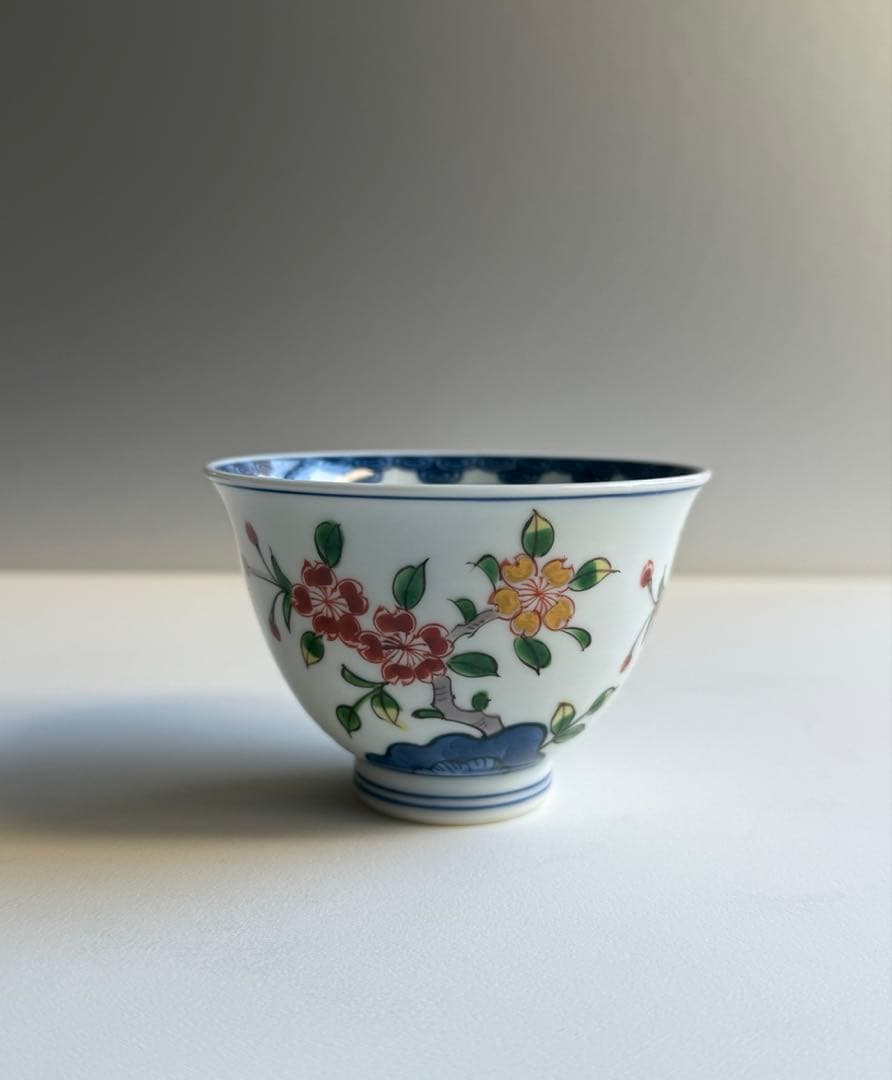 【有田焼】【源右衛門窯】染錦 桜花図 湯呑　5客