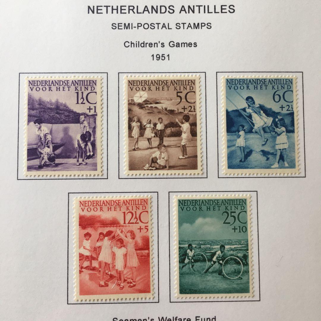 オランダ領アンティル 1951 児童福祉 寄付金付未使用5種フルセット