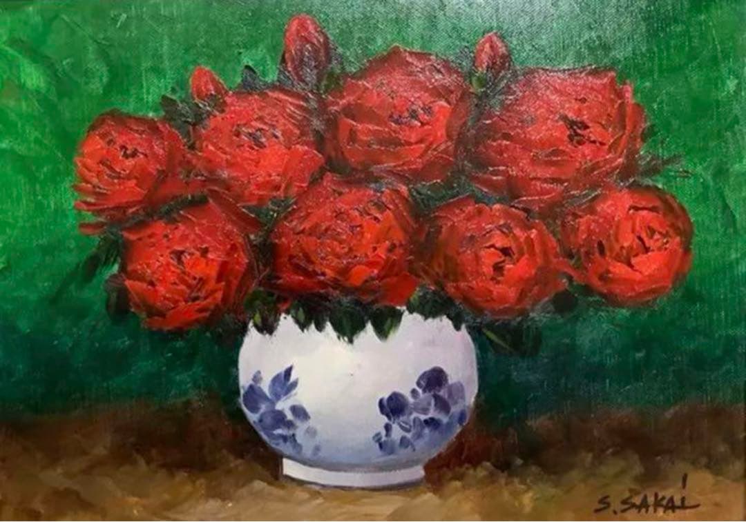 絵画・額縁・油絵・酒井 修一郎・新品未使用・ばら・美術品・インテリア・雑貨