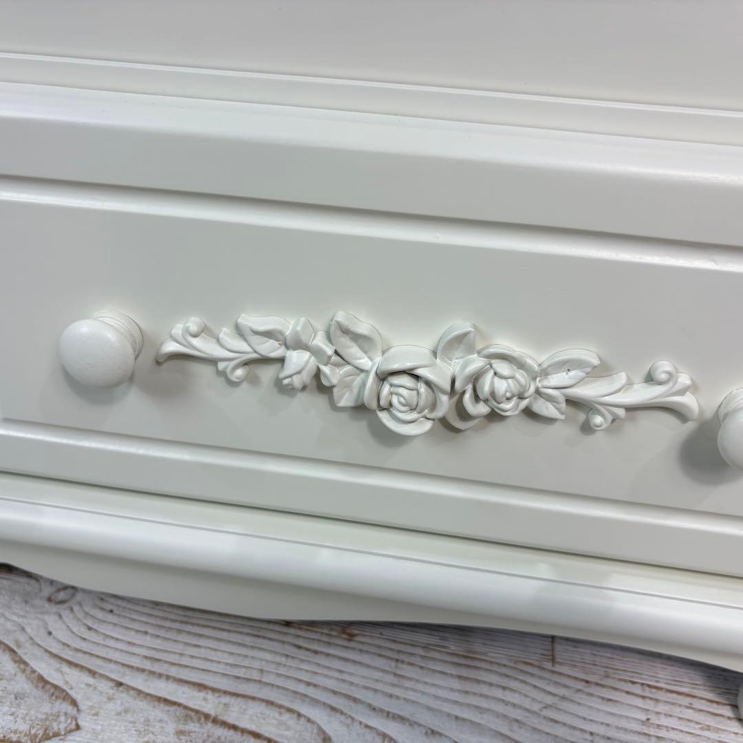 フレンチカントリー北欧調ホワイトガラステレビ台サイドボード飾り棚チェスト収納家具