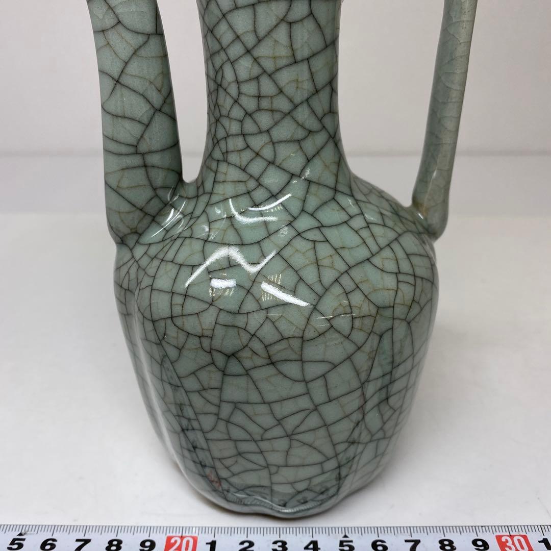 専用　中国古窯　哥窯青磁　ヒビ焼　水注　東さ7-0330①
