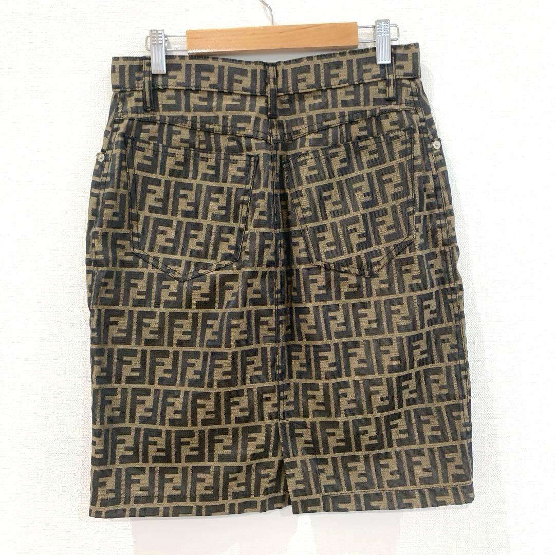 【美品】FENDI フェンディ ズッカ柄 スカート 大きいサイズ ひざ丈スカート