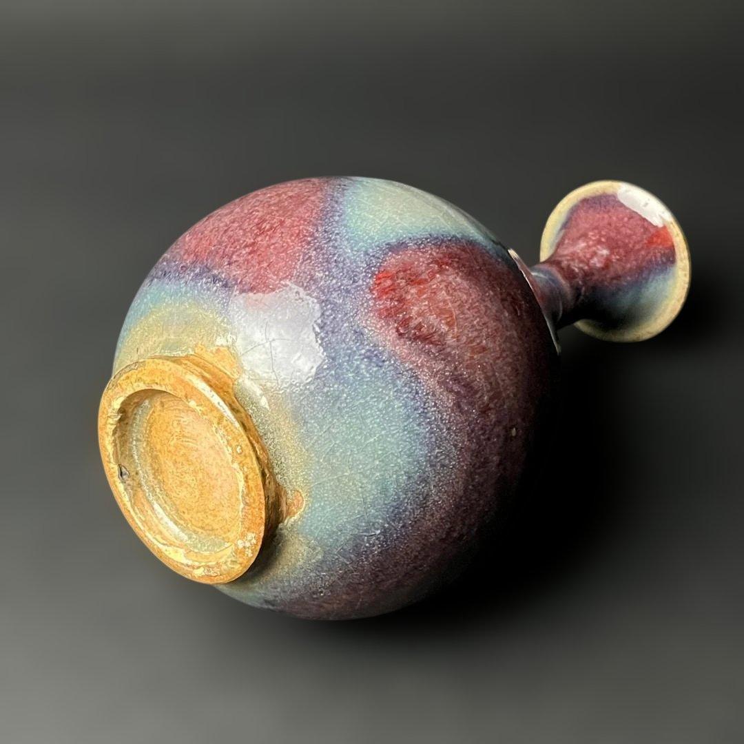 唐物 鈞窯 天青釉紫斑玉壺春 中国美術 古玩 SH84