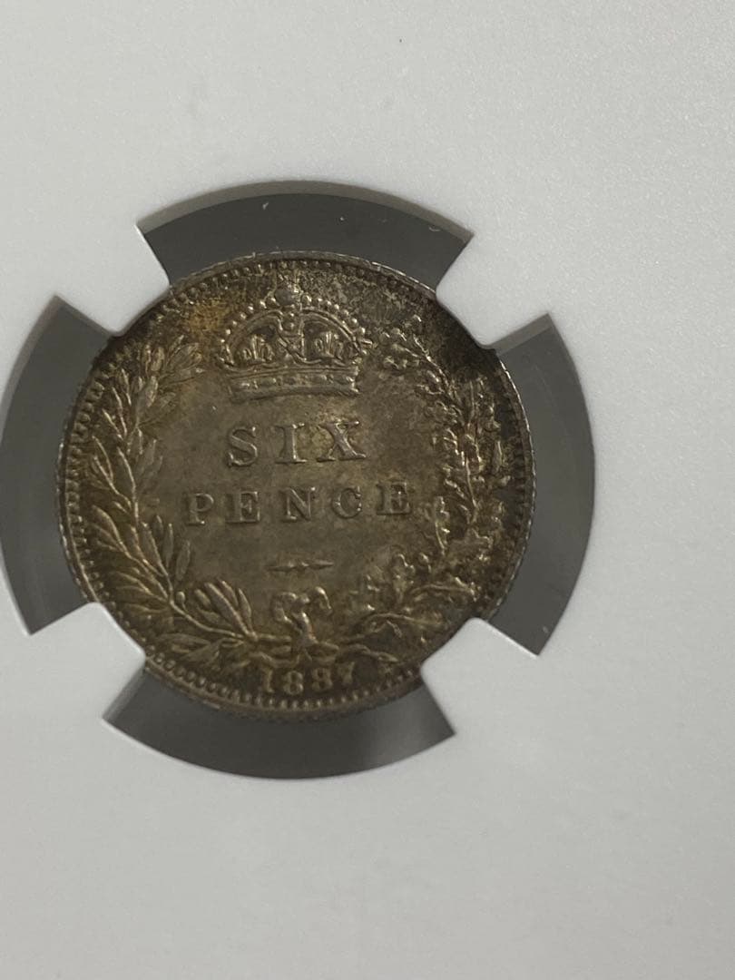 NGC MS63 イギリス ヴィクトリア 6P WEARTH 銀貨 古銭