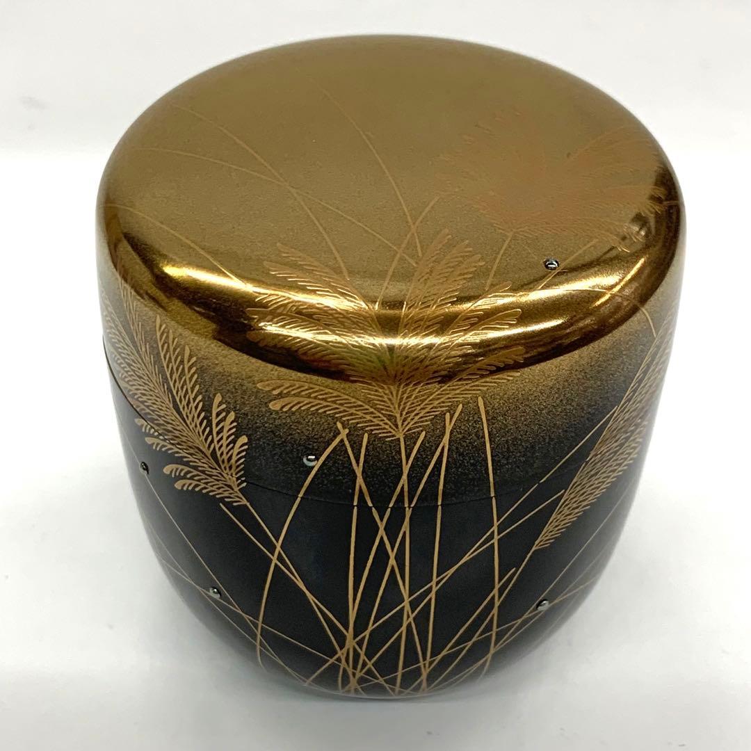 【中棗　金ぼかし　武蔵野　蒔絵】前田清峰　共箱