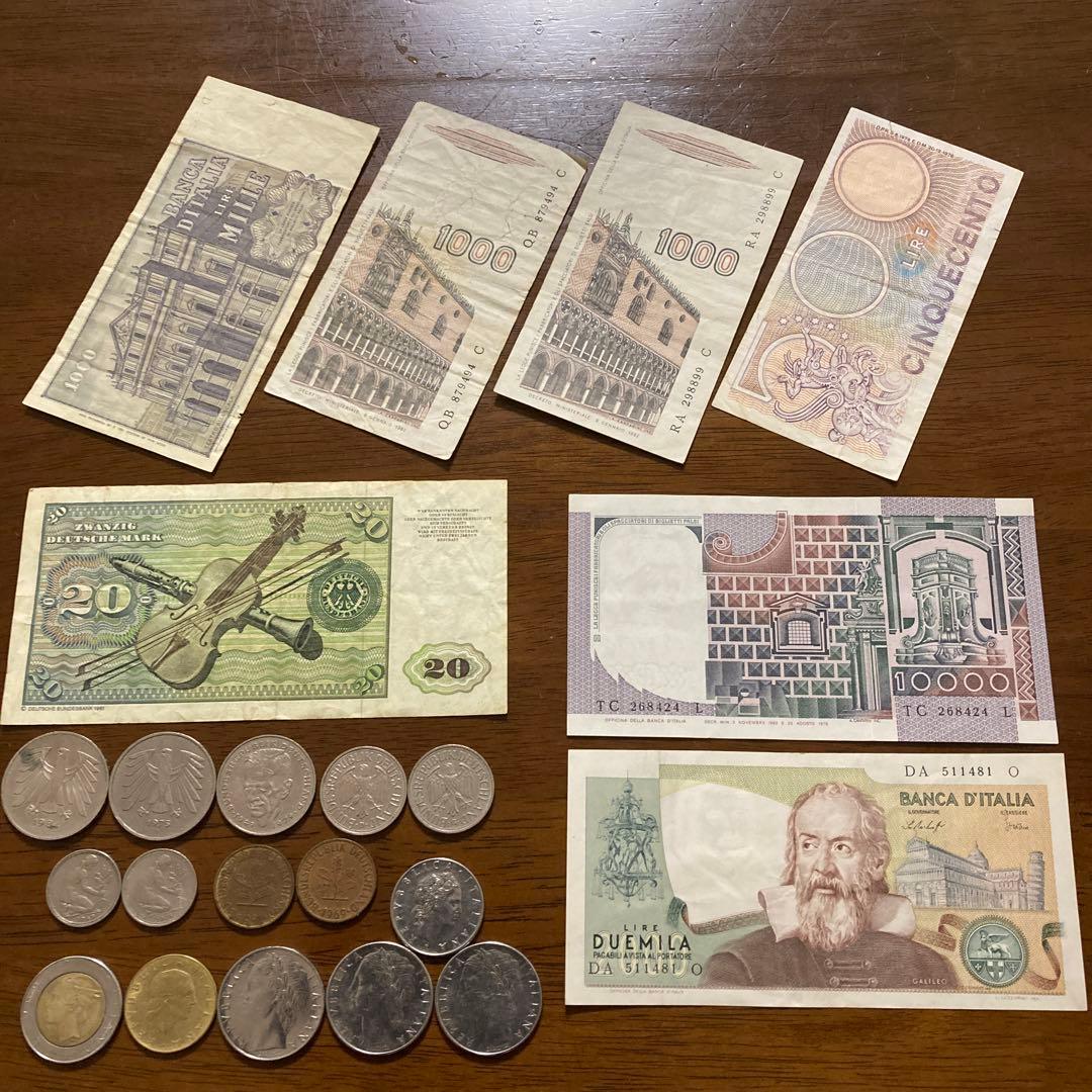 外国紙幣 ドイツ イタリア 旧紙幣 旧硬貨 1980年代