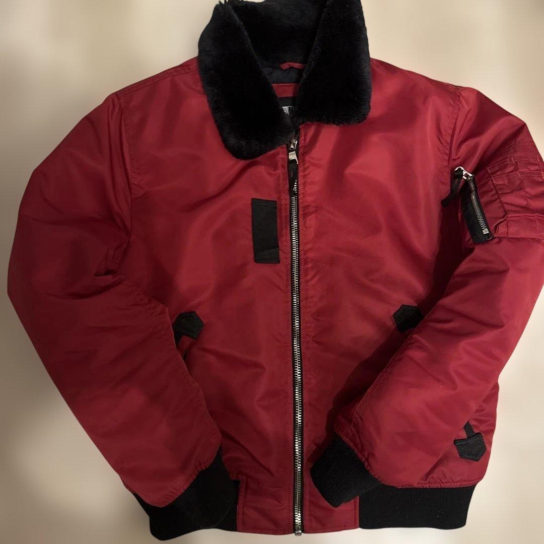 DENIM レッドファー襟ジャケット Mサイズ