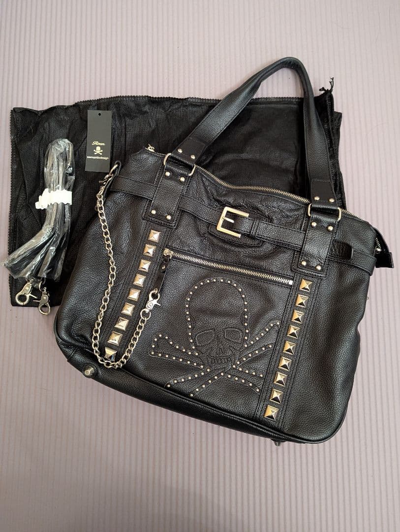 Roen ブラックドクロスタッズショルダーバッグ