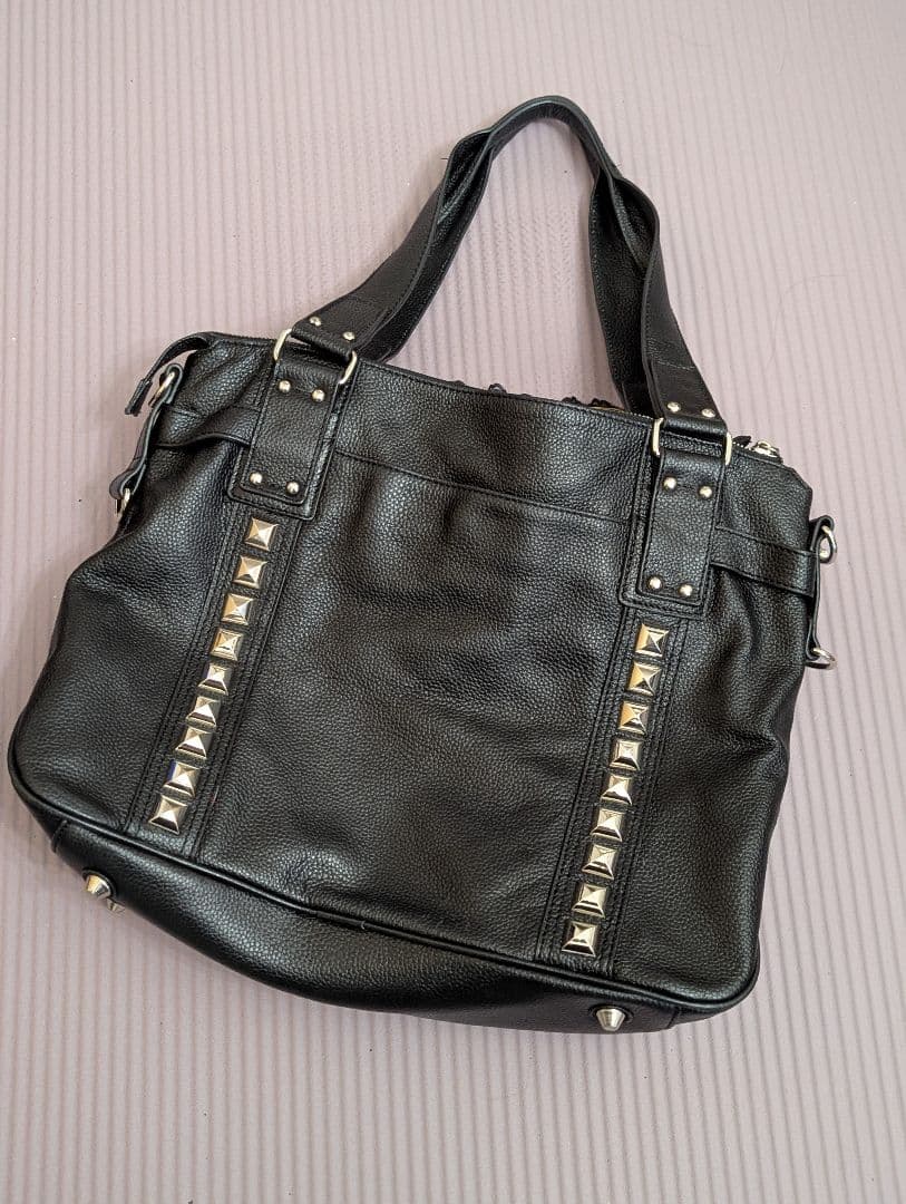 Roen ブラックドクロスタッズショルダーバッグ