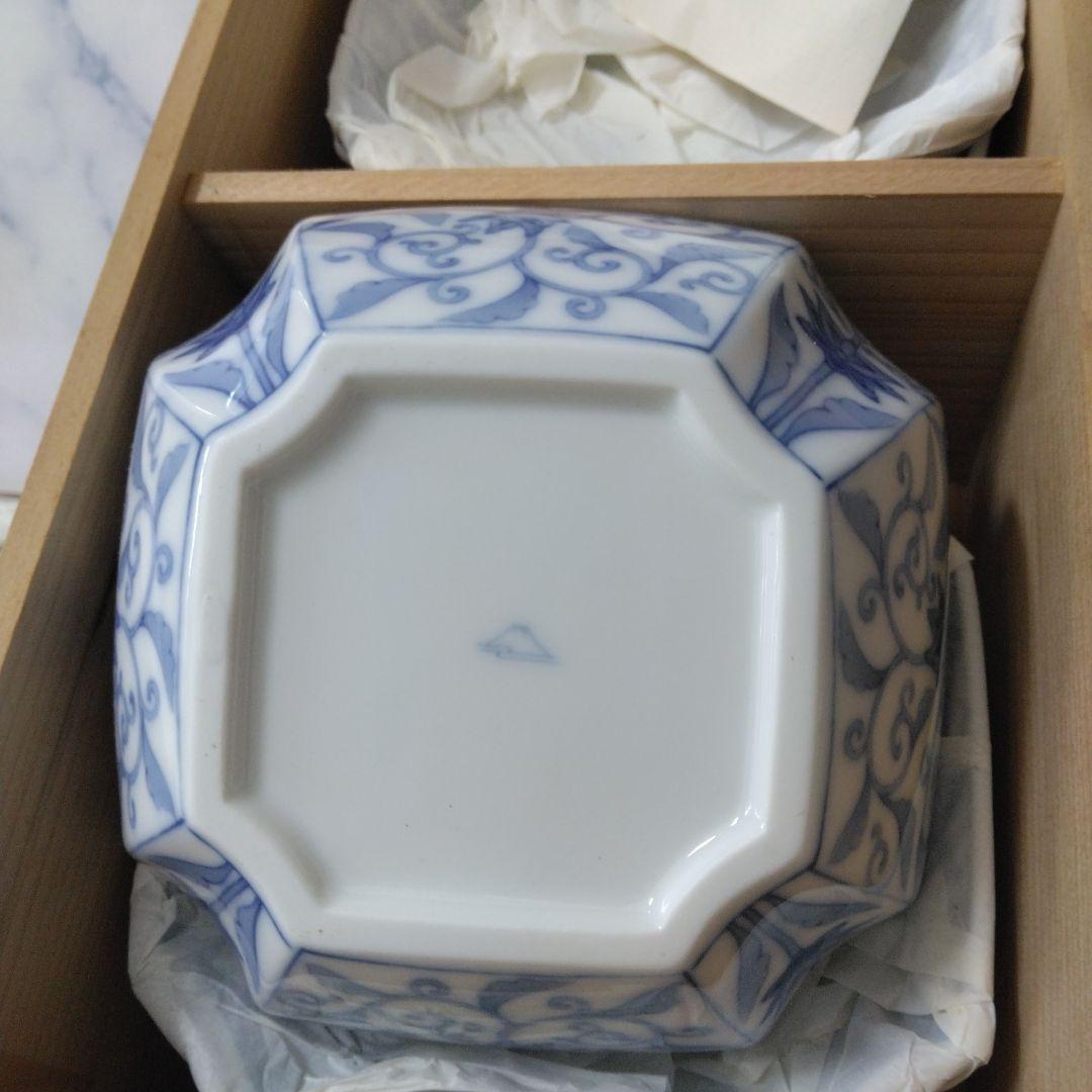 レア【木箱付き】深川製磁 かぶと唐草 　角切中鉢　5枚揃