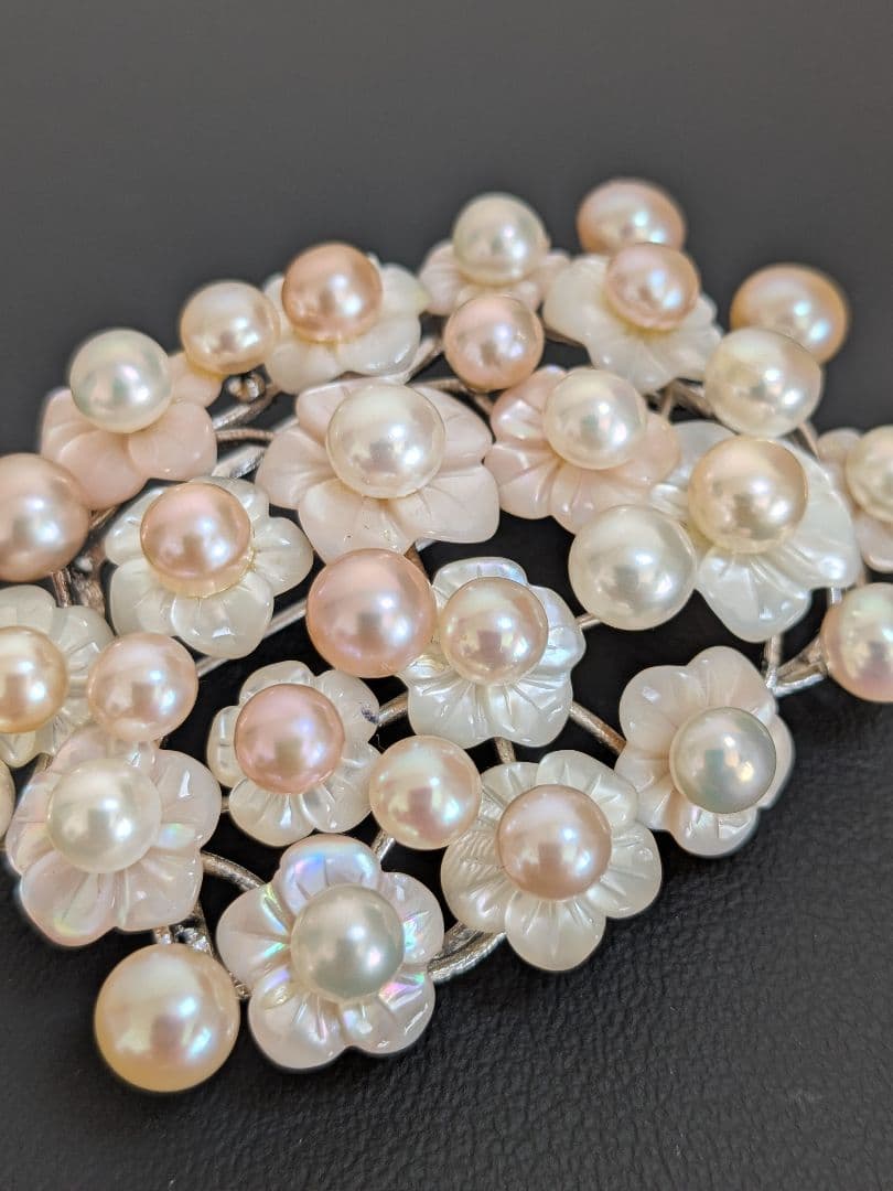 K*G様 本真珠　パールブローチ　大振りサイズ　925刻印