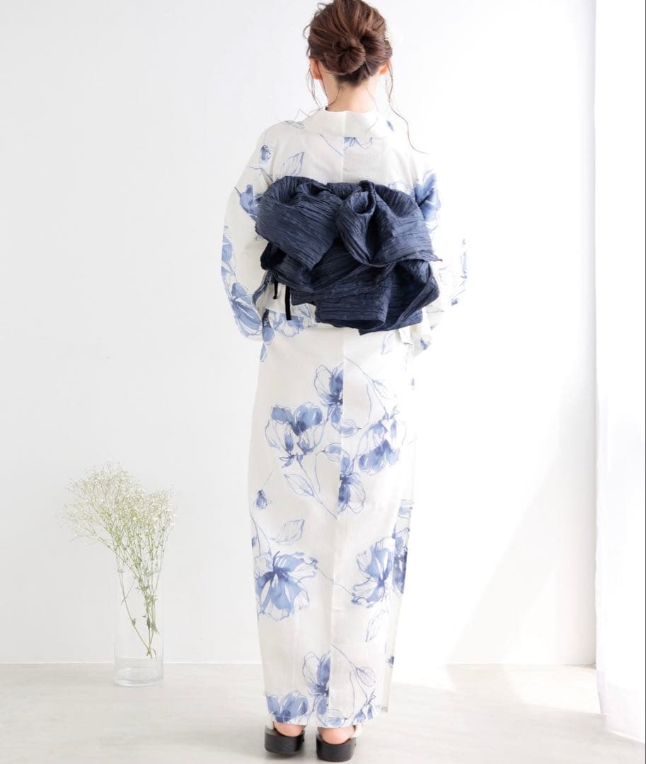 花柄浴衣・帯 下駄セット