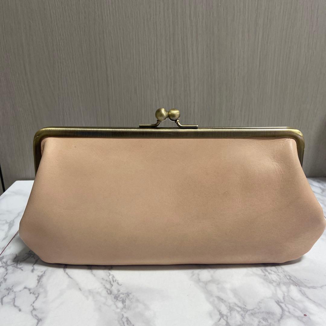 すずらんハンドメイド　牛ヌメ革親子がま口長財布